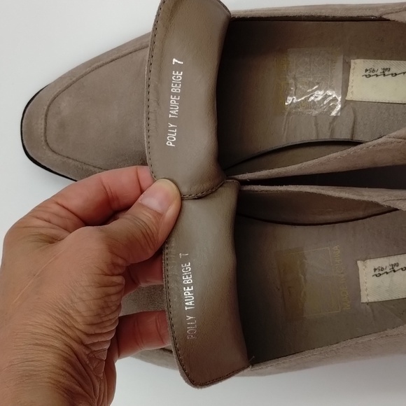 Vintage Havana mules slip on 7 faux suede gold accent loafer flats beige - Picture 5 of 9